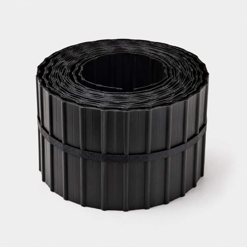 Rouleau de bordure de jardin en plastique noir nervuré
